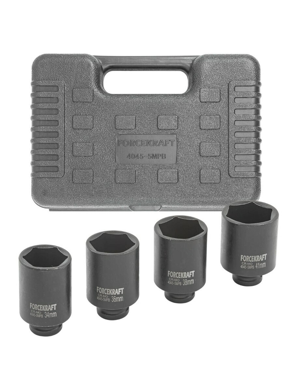 Головки ударные глубокие, набор 4пр., 1/2''(6гр.) FORCEKRAFT FK-4045-5MPB