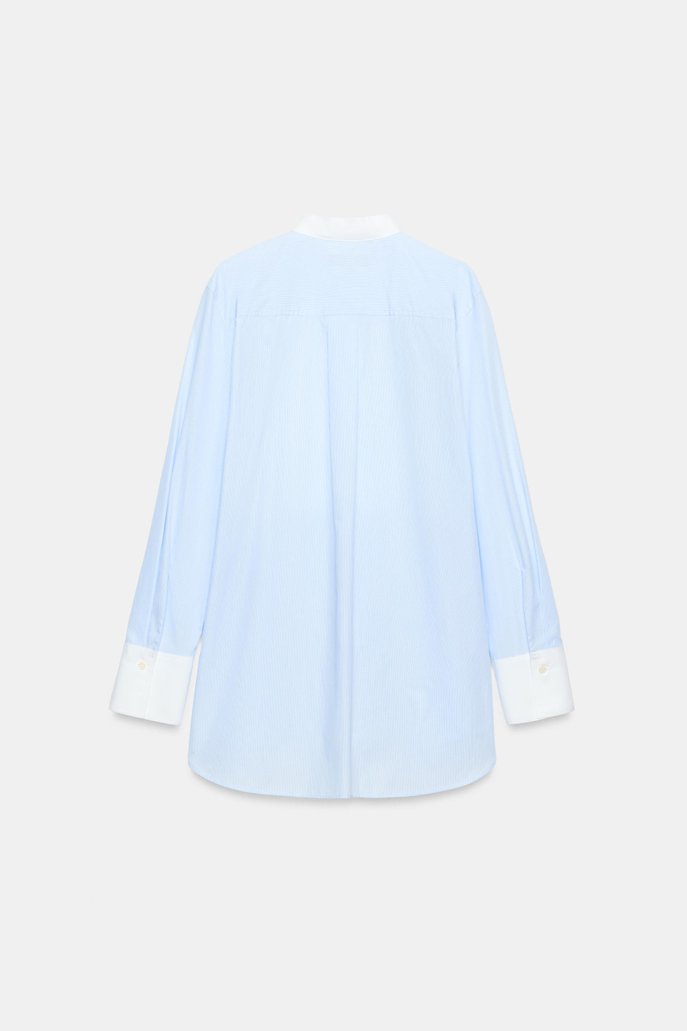 ZARA РУБАШКА В ПОЛОСКУ С МАНИШКОЙ ZW COLLECTION, СИНИЙ/БЕЛЫЙ