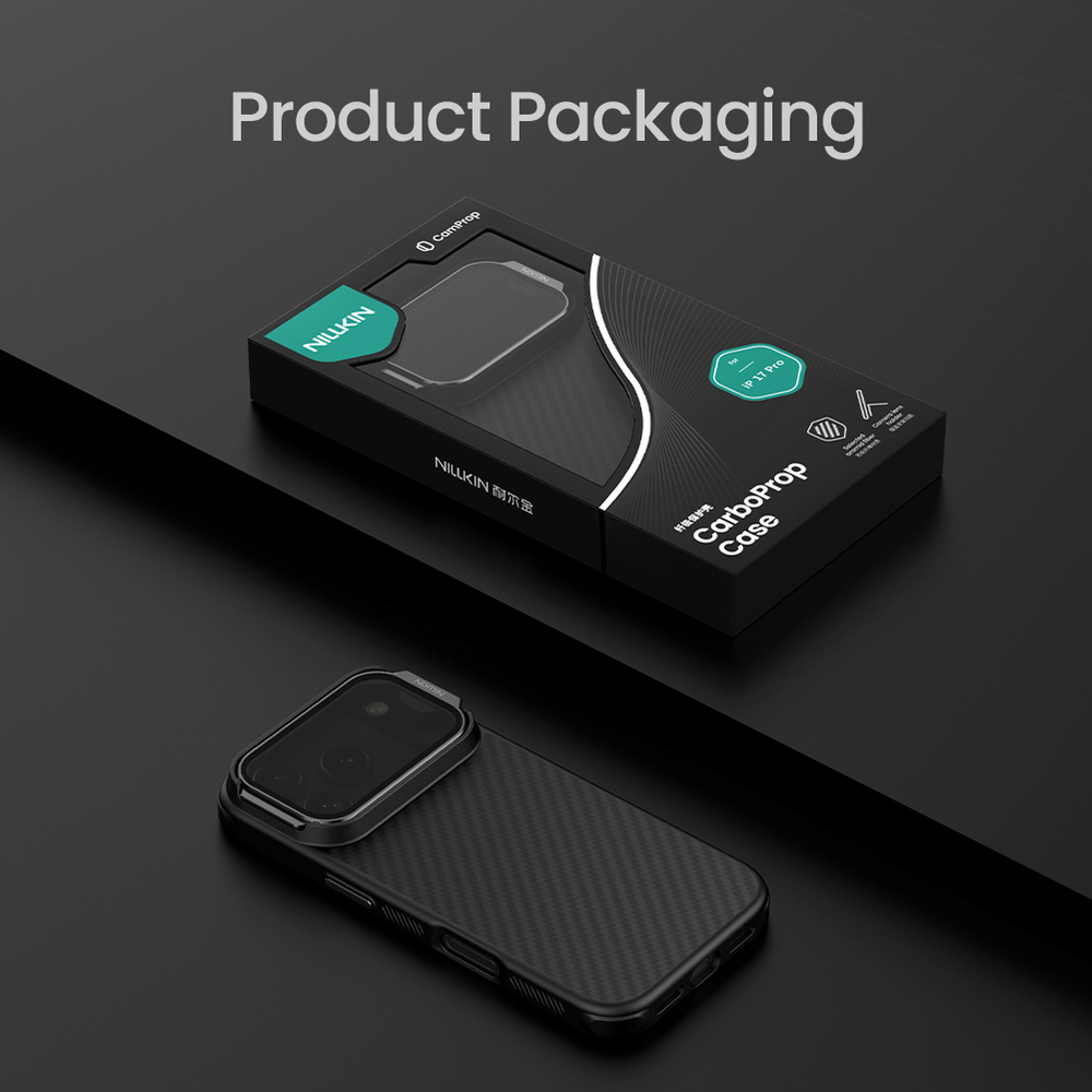 Чехол из карбона с MagSafe для iPhone 17 Pro, серия CarboProp Magnetic (версия с тонированной крышкой объектива) от Nillkin