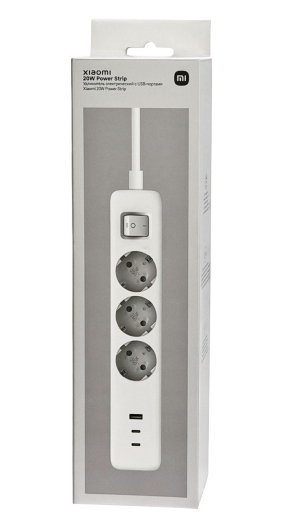 Сетевой удлинитель Xiaomi Mi Power Strip 3 Sockets/1 USB/2 USB-C 20W (XMCXB01EU) белый