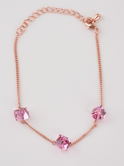 Браслет Миражи с розовыми кристаллами-кубиками Swarovski