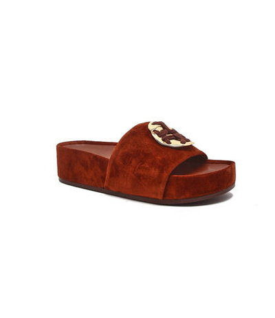 Шлепанцы кожаные woven TORY BURCH - коричневый(136989)