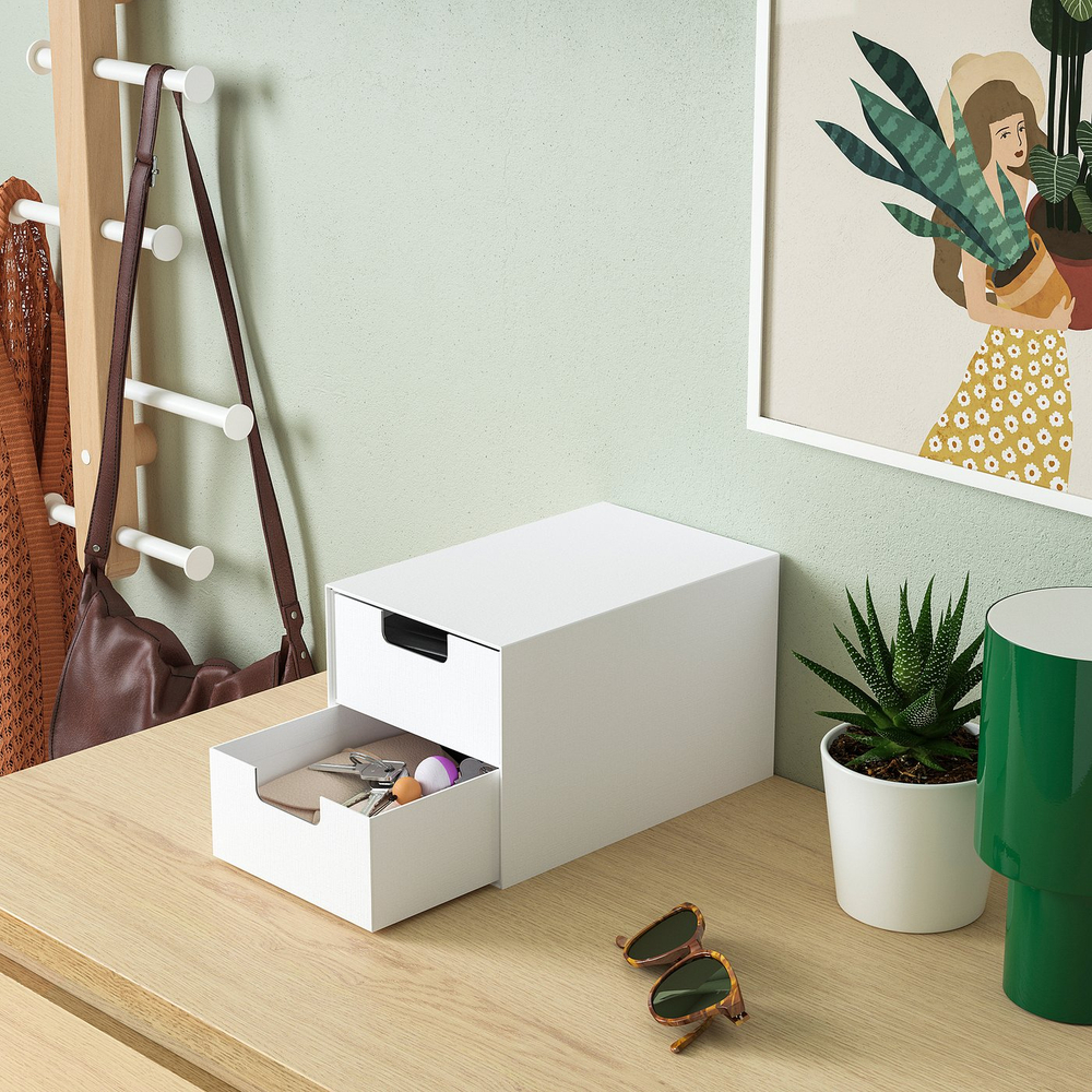 IKEA FJÄDERHARV  (ИКЕА ФЙЭДЕРХАРВ)  -  Мини-комод, 2 ящика - белый 16x25 см