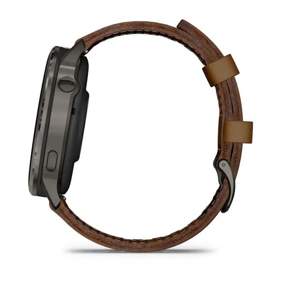 Garmin Venu 4 45 мм сланцевые смарт-часы с черным силиконовым ремешком и дополнительным коричневым кожаным ремешком