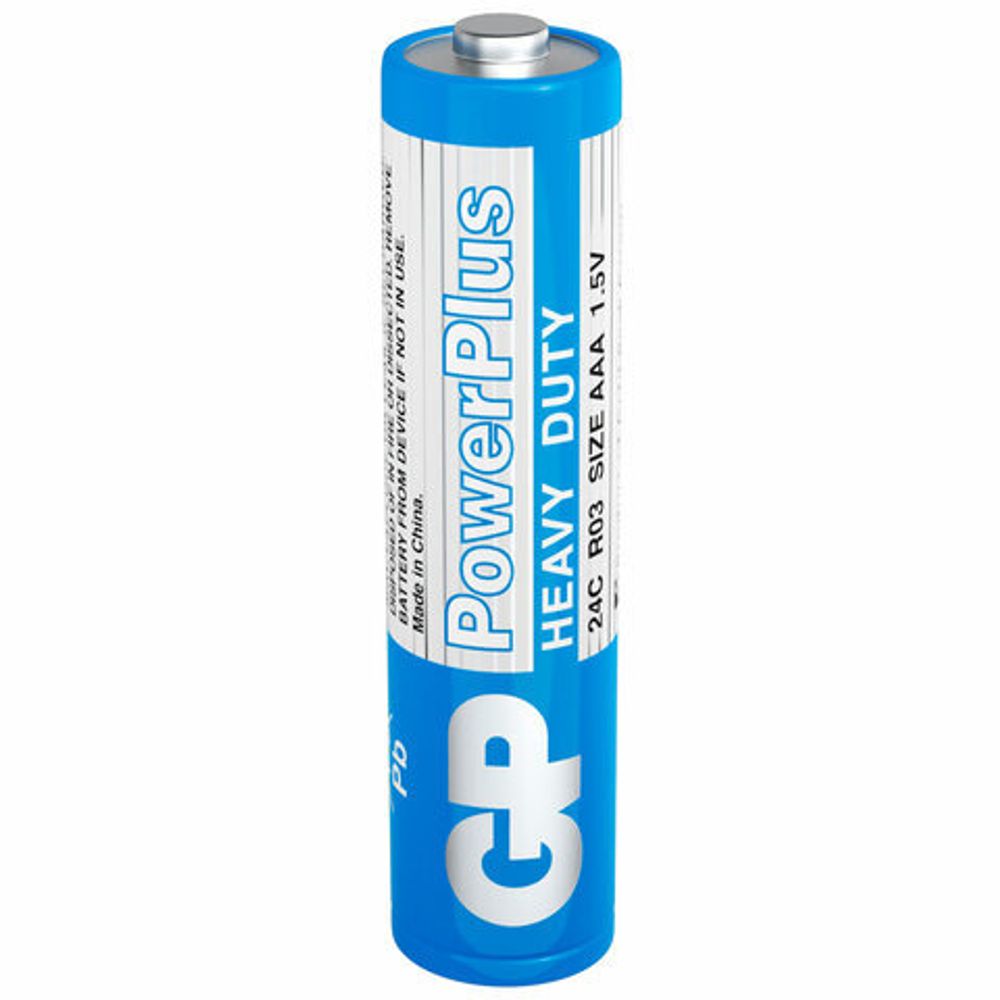 Батарейки КОМПЛЕКТ 4 шт., GP PowerPlus AAA (R03, 24G), солевые, мизинчиковые, в пленке, 24CEBRA-2S4