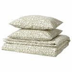 Комплект постельного белья IKEA SORGMANTEL (СОРГМАНТЕЛЬ), Двуспальный, Бело-зеленый, 240x220, 50x80 см