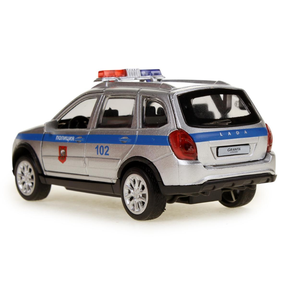 Модель ин. мет. "Lada granta cross 2019 полиция" 12см, свет/звук, серебр. GRANTACRS-12SLPOL-SR