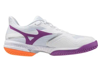 Женские Кроссовки теннисные Mizuno Wave Exceed Court AC - white/dahlia/lava orange