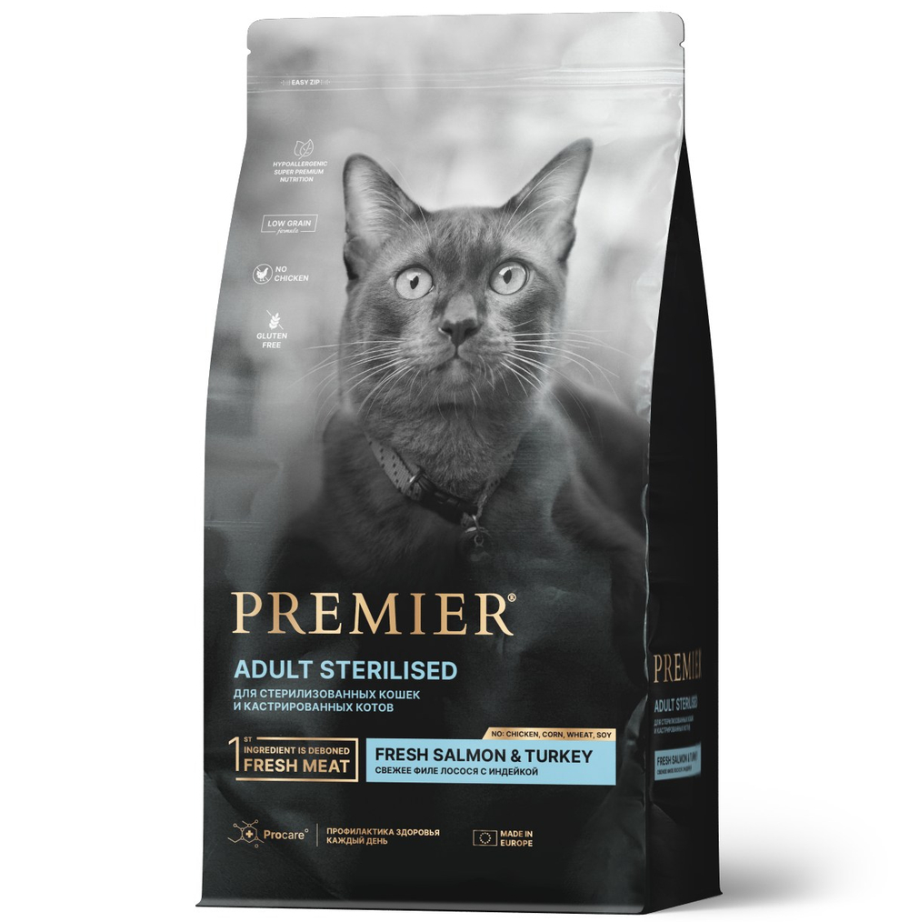 Premier Cat Sterilised Лосось/Индейка для кошек 400 г
