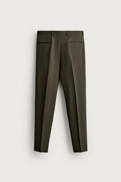 ZARA КОСТЮМНЫЕ БРЮКИ COMFORT, ТЕМНО-ЗЕЛЕНЫЙ