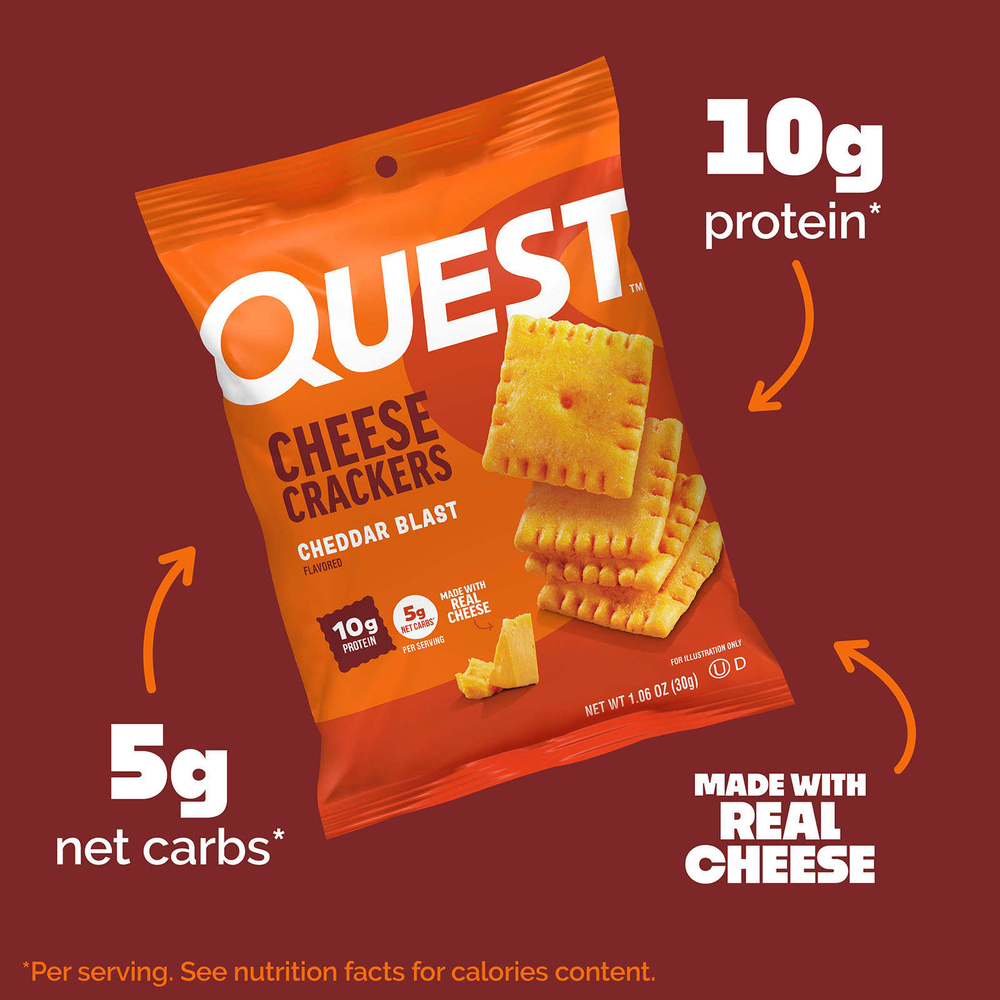 Quest Nutrition, крекеры с сыром, чеддер, 4 пакета по 30 г (1,06 унции)