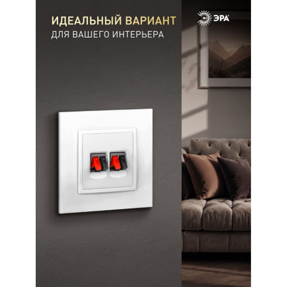 Розетка ЭРА Elegance 14-3112-01М аудио двойная белый матовый | Эра Elegance