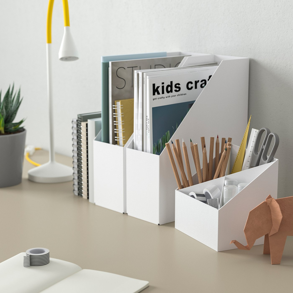 IKEA FJÄDERHARV  (ИКЕА ФЙЭДЕРХАРВ)  -  Органайзер для стола - белый 16x16 см