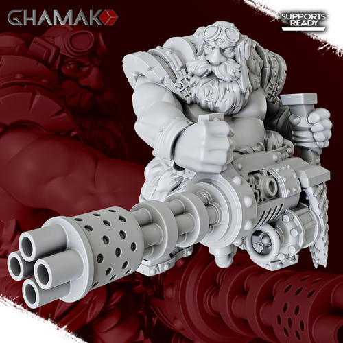 Grand Alliance Order  Kharadron Overlords Dwarf Дварф пулемётчик миниатюра для dnd, днд, pathfinder, фентези, Настольная игра, НРИ, Варгейм, РПГ