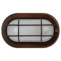Светильник ЭРА НБО 04-60-022 Кантри дерево/стекло решетка IP54 E27 max 60Вт 232х140 овал орех | Светильники ЖКХ IP54
