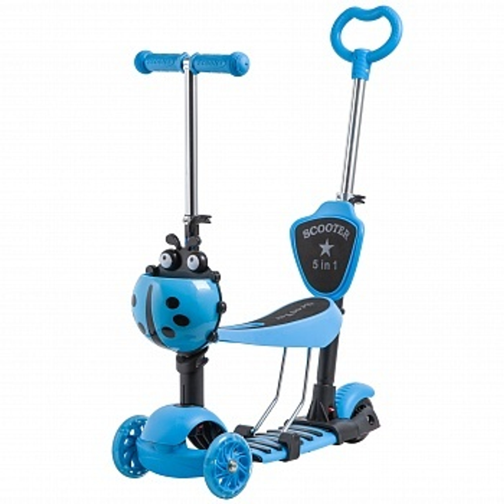 Самокат Novatrack Disco-kids Saddle PRO для детей, трансформер, свет.колеса PU 120*90мм