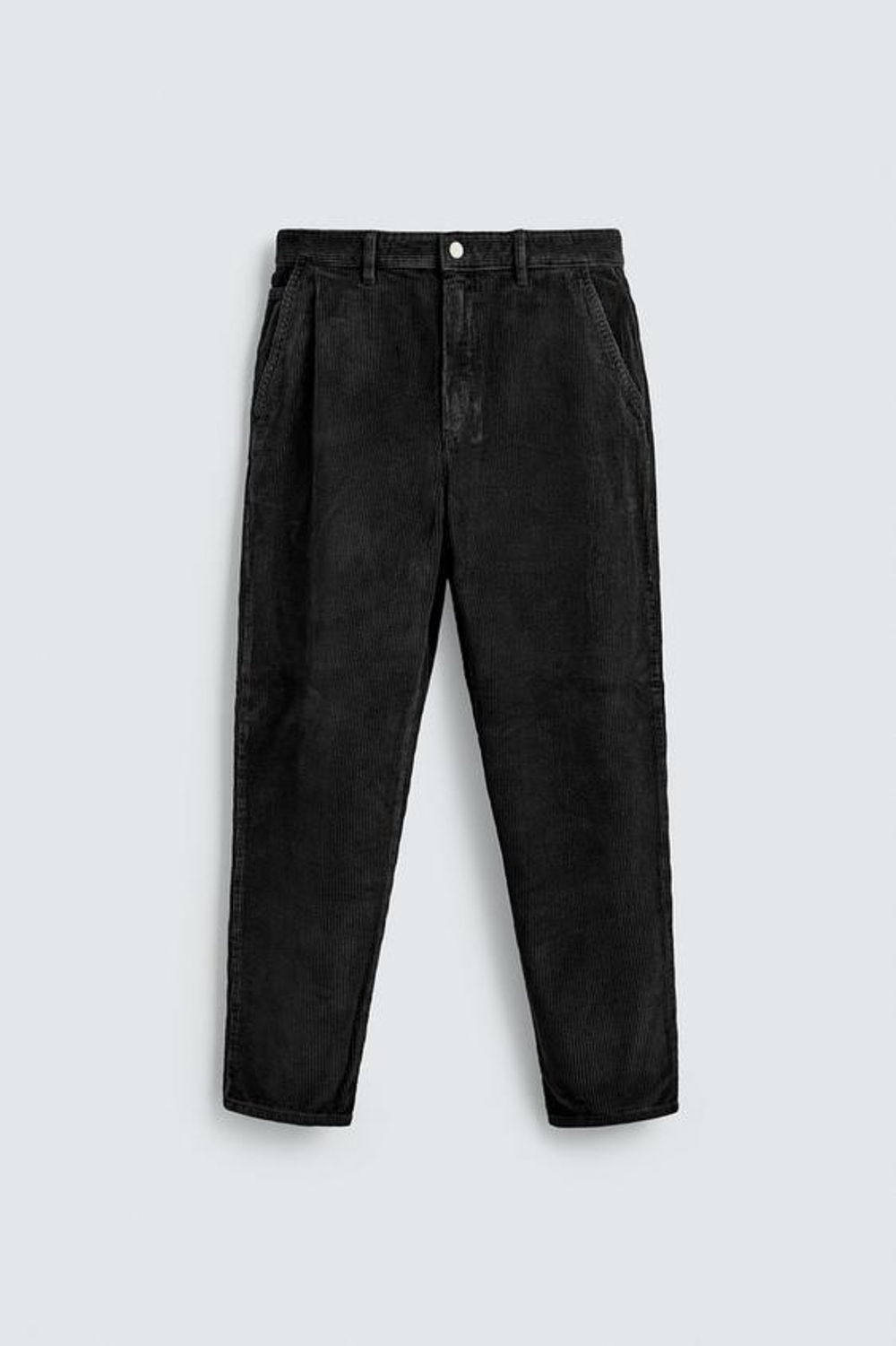 ZARA ВЕЛЬВЕТОВЫЕ БРЮКИ CARROT FIT, ЧЕРНЫЙ