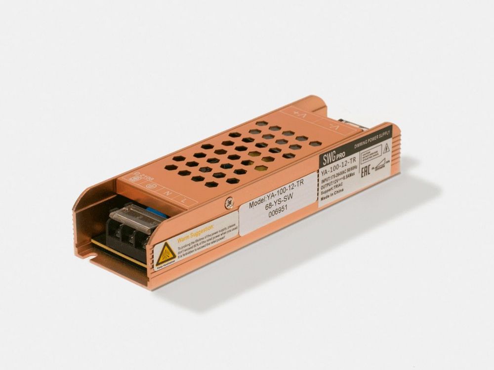 Блок питания для светодиодной ленты, с диммированием TRIAC 100Вт, 12В, YA-100-12-TR Блок питания для светодиодной ленты, с диммированием TRIAC 100Вт, 12В, YA-100-12-TR