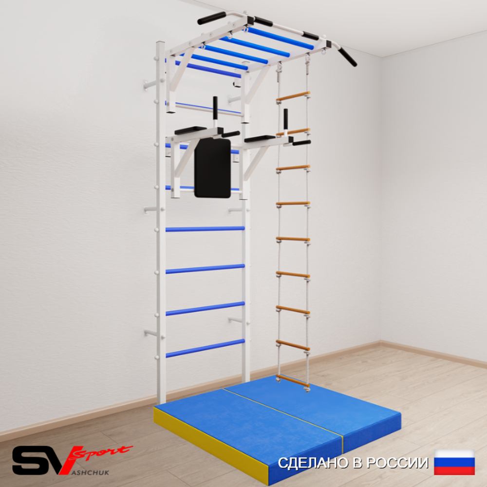 Шведская стенка Sv Sport усиленная 6424 (Турник рукоход/Брусья/Лестница/Мат 1м)
