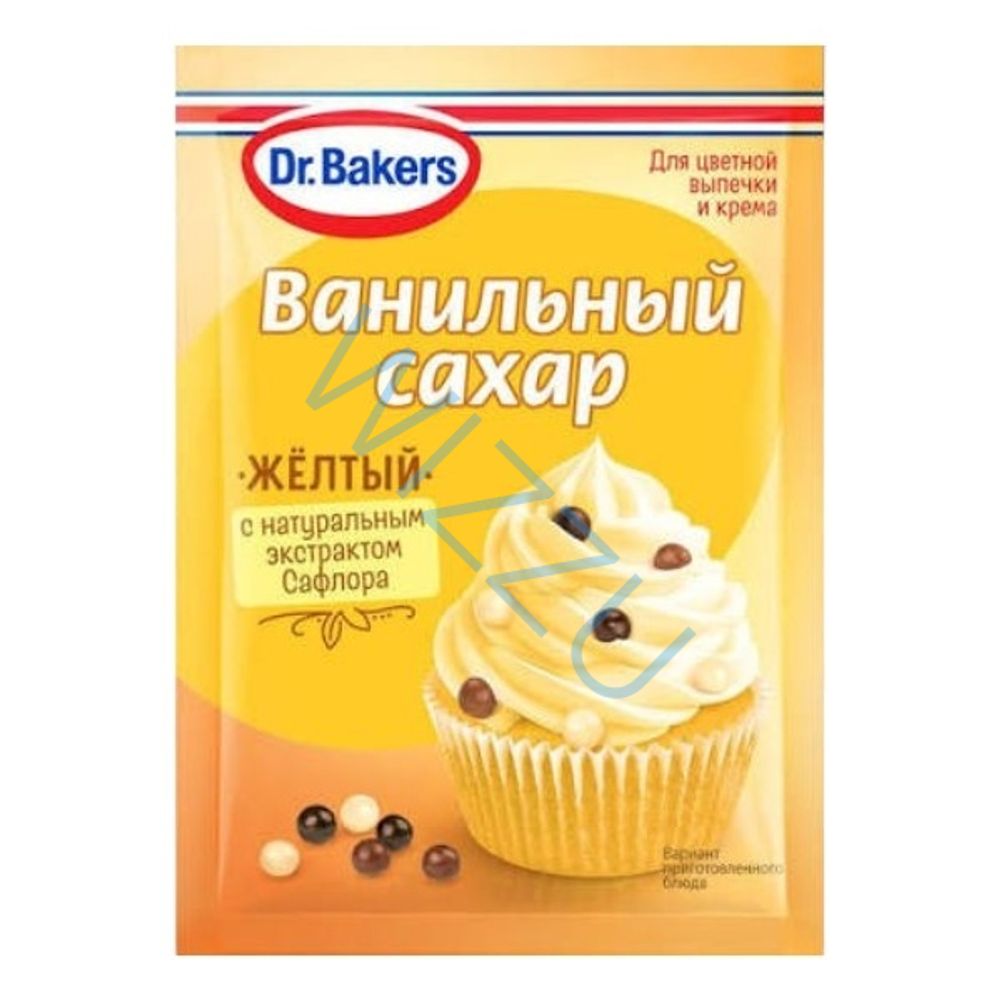 Приправа Dr Bakers Ванильный сахар с красителем желтый 8г