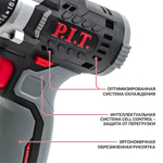 Дрель, шуруповерт аккумуляторный бесщеточный P.I.T. PBM12K-10A/1, 12В, 25Нм, АКБ и ЗУ на системе One Power MINI 12V