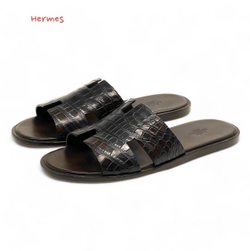 Шлепанцы Hermes из кожи крокодила