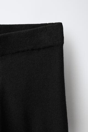 ZARA ТРИКОТАЖНЫЕ ЛЕГИНСЫ FLARED, ЧЕРНЫЙ