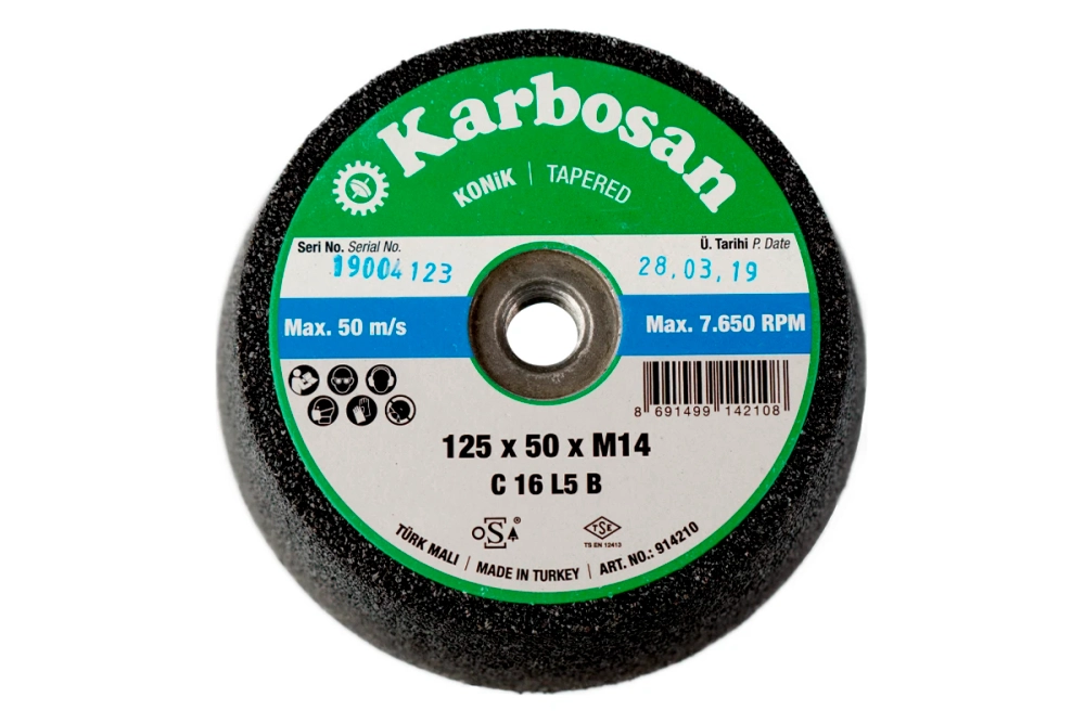 Круг шлифовальный чашечный конический Karbosan SC (125x50xM14)