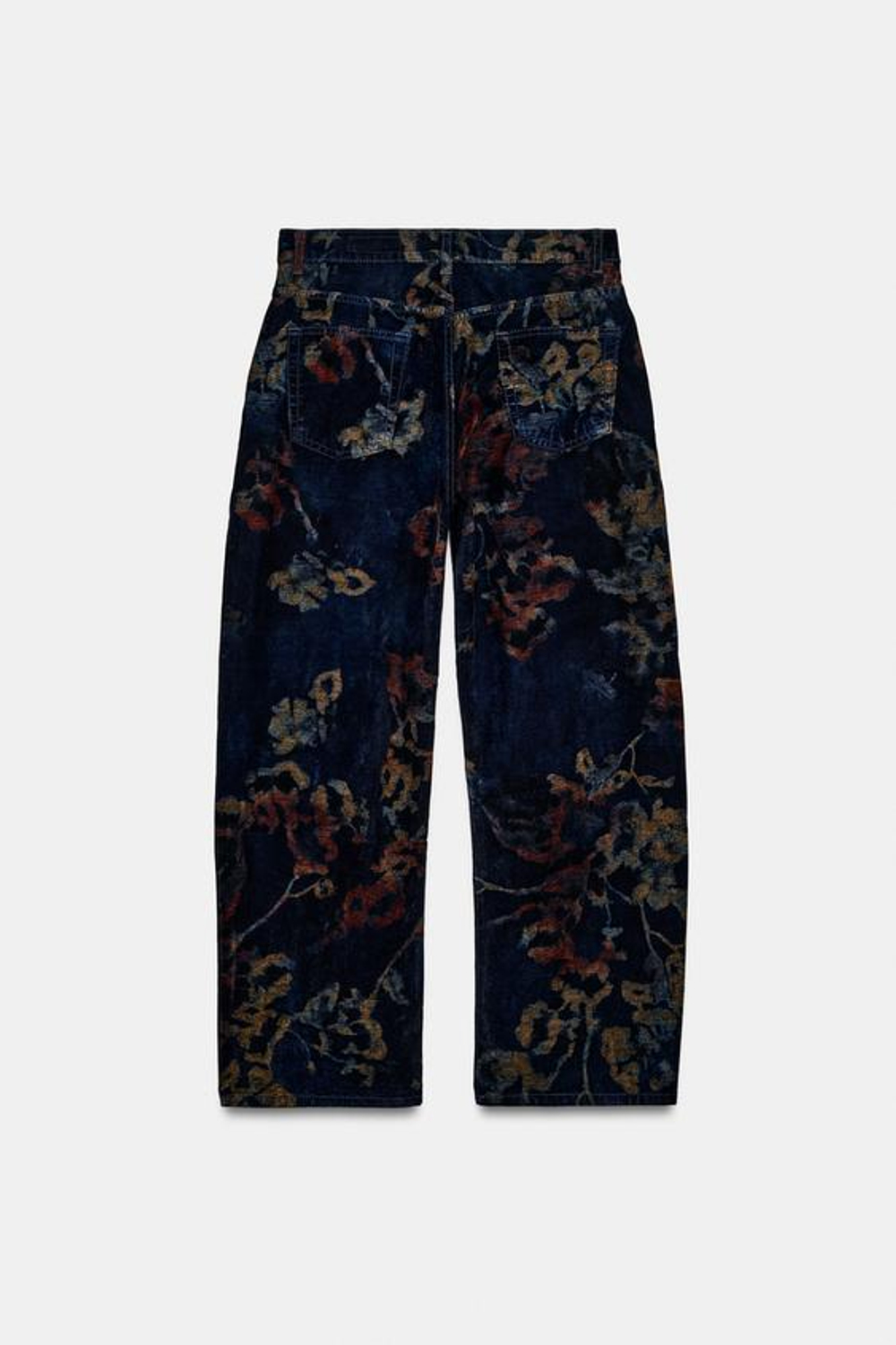 ZARA ДЖИНСЫ ZW BAGGY СО СРЕДНЕЙ ПОСАДКОЙ И ЦВЕТАМИ, СИНИЙ