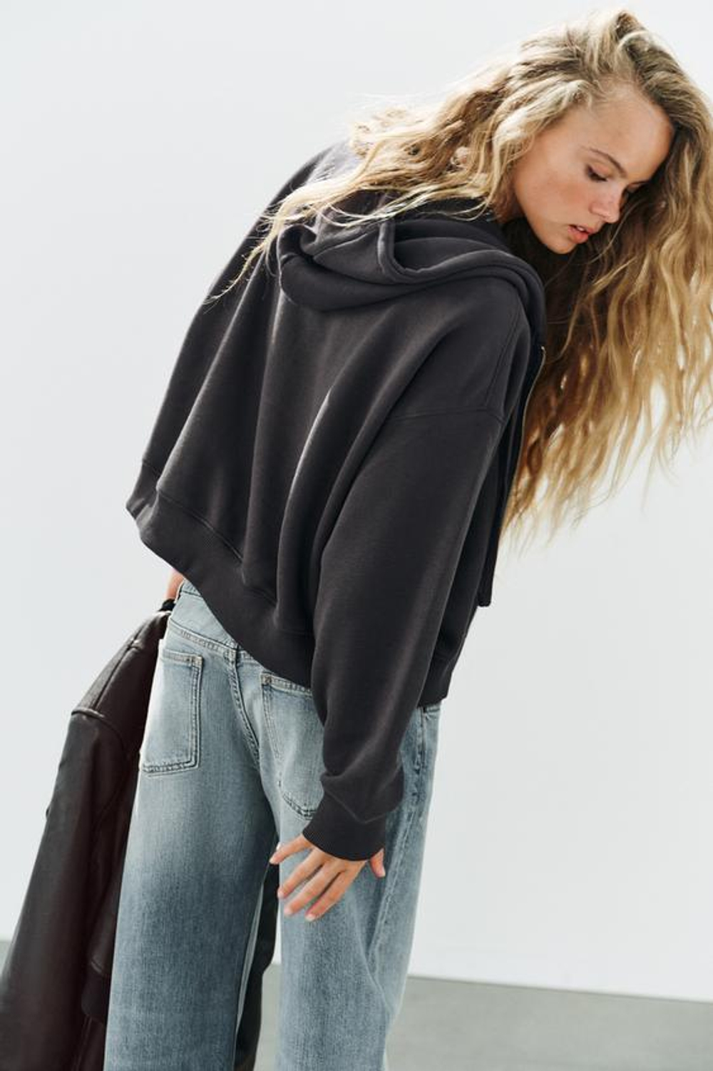 ZARA ХУДИ С МОЛНИЕЙ, АНТРАЦИТОВО-СЕРЫЙ