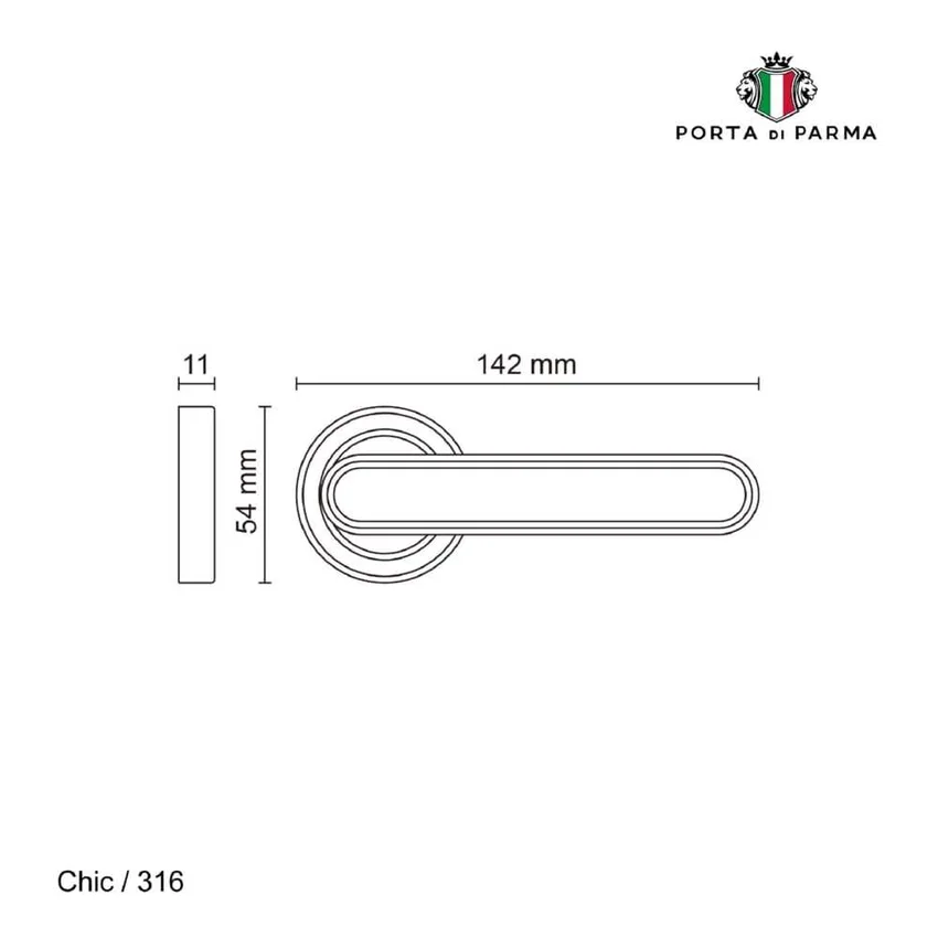 Дверная ручка на розетке Porta Di Parma Chic матовый никель