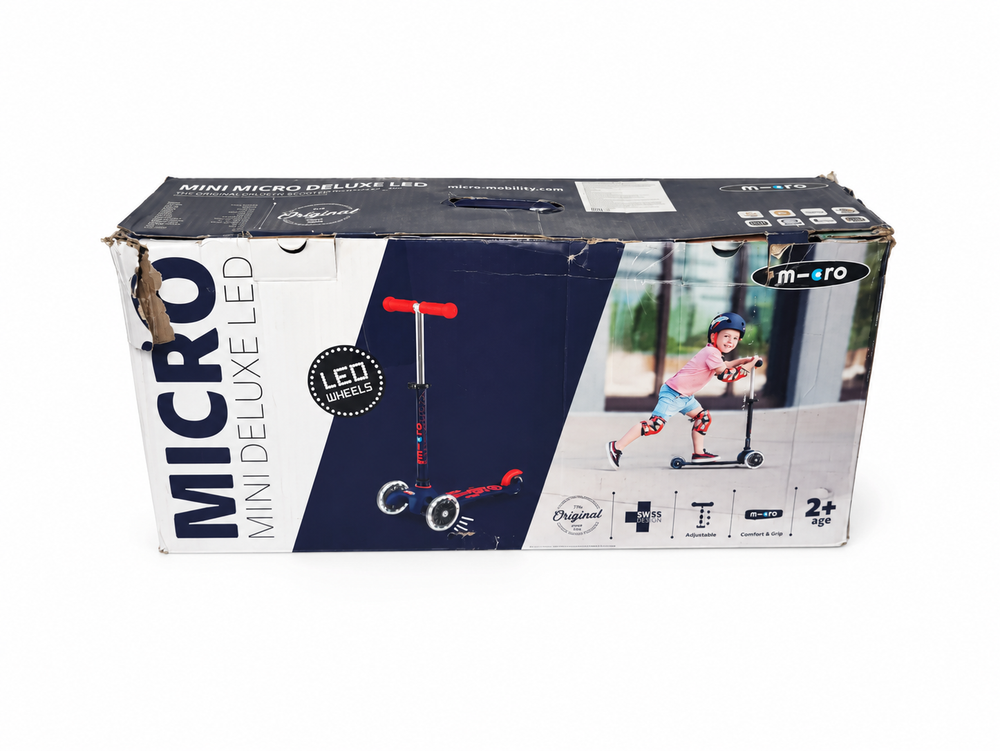 Самокат Mini Micro Deluxe LED Темно-синий дисконт