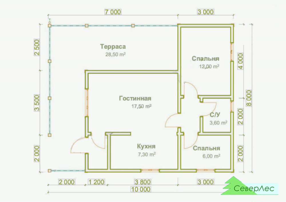 Каркасный дом 10 на 8 КД-9