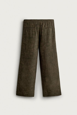 ZARA СТРУЯЩИЕСЯ БРЮКИ RELAXED FIT С ПРИНТОМ, ОТТЕНОК КОРИЧНЕВОГО