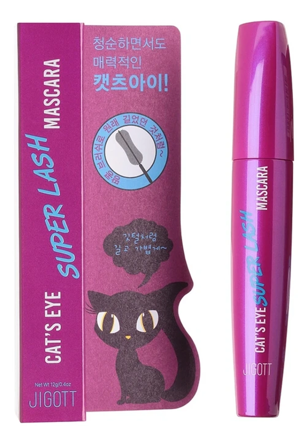 Jigott Cat's Eye Super Lash Mascara, 12g Удлиняющая тушь для ресниц 12 гр