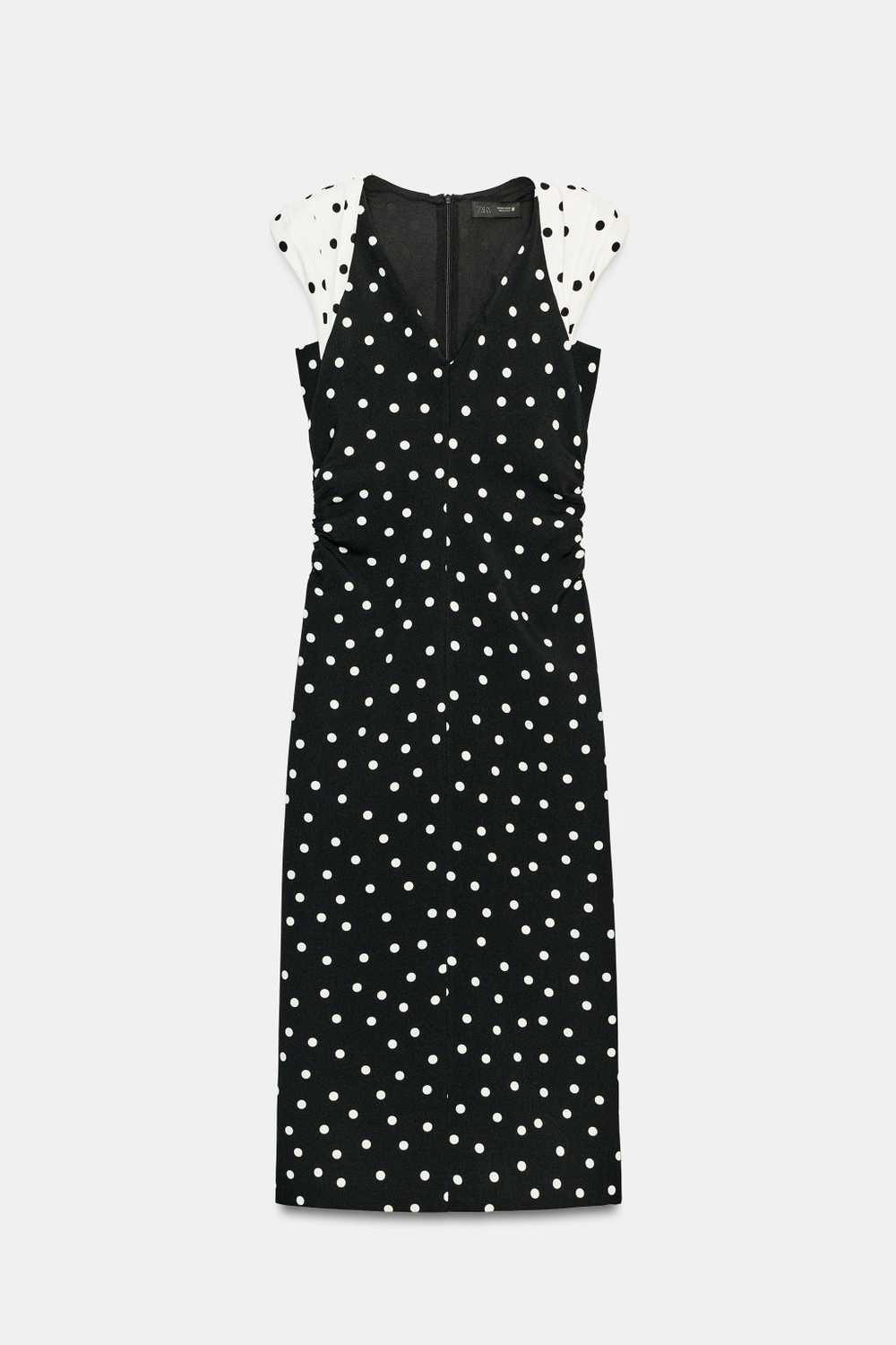 ПЛАТЬЕ МИДИ В ГОРОШЕК С ПОДПЛЕЧНИКАМИ — ZARA