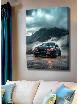 Картина BMW в тумане интерьерная 30х40см 1шт.