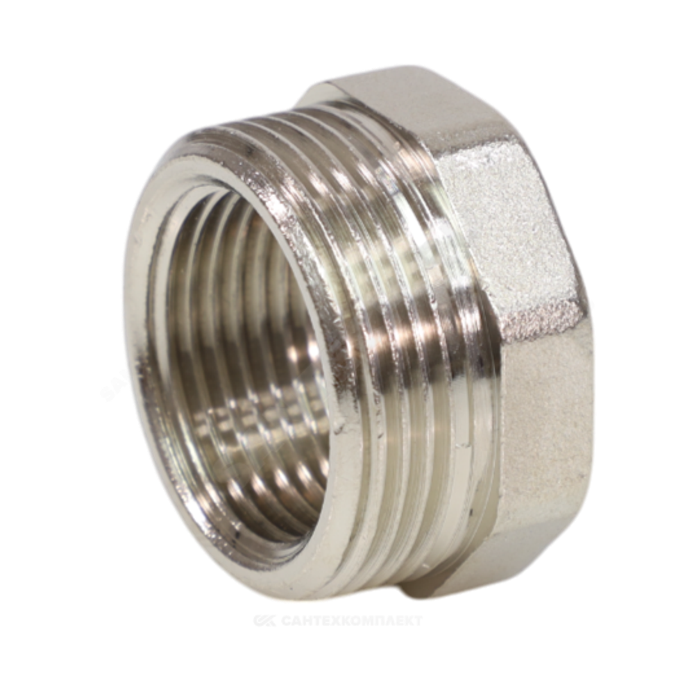 Футорка латунь никель Ду 32х25 (1 1/4"х1") НР/ВР VALFEX VF.581.N.114.100