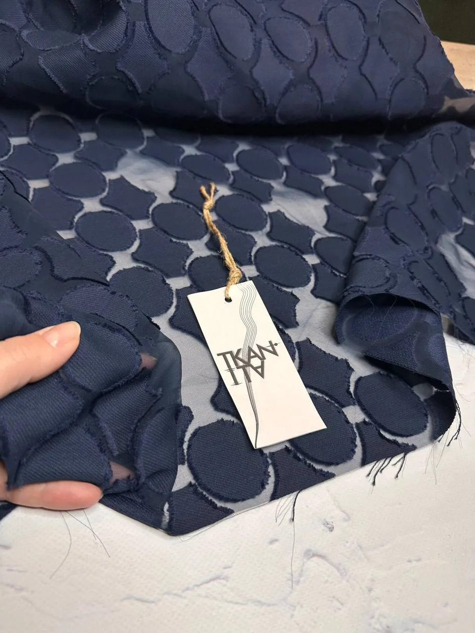 Блузочно-плательное хлопковое филькупе с шелком (LUIGI VERGA для BOTTEGA VENETA, 54%хлопок/46%шелк, Ночное синее море, 132, 129 гр/м2)