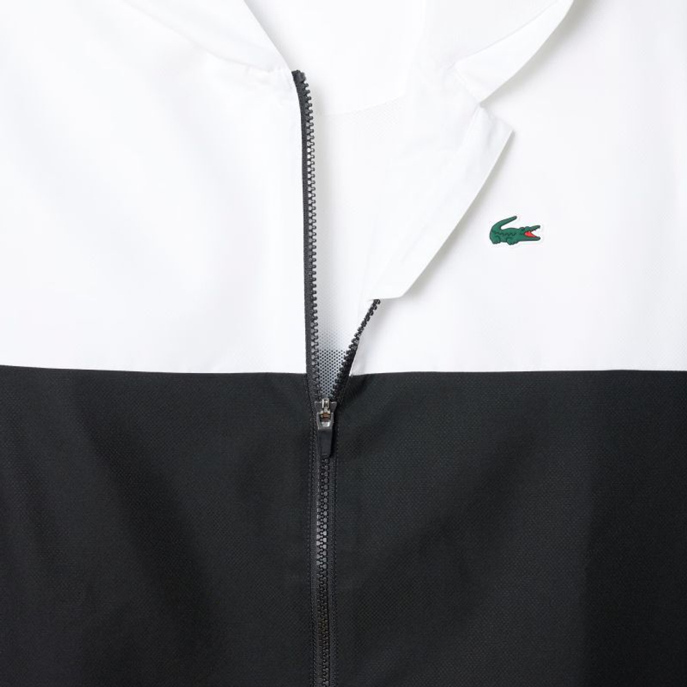Мужская теннисная кофта Lacoste Water-Repellent Hooded - black/blue/white