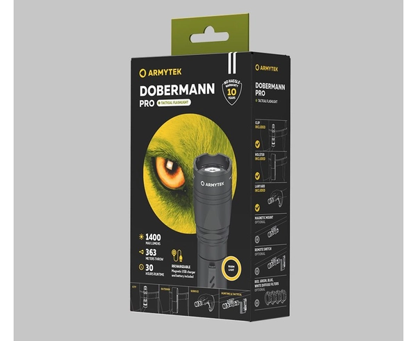 Фонарь Armytek Dobermann Pro Magnet USB Теплый F07501W