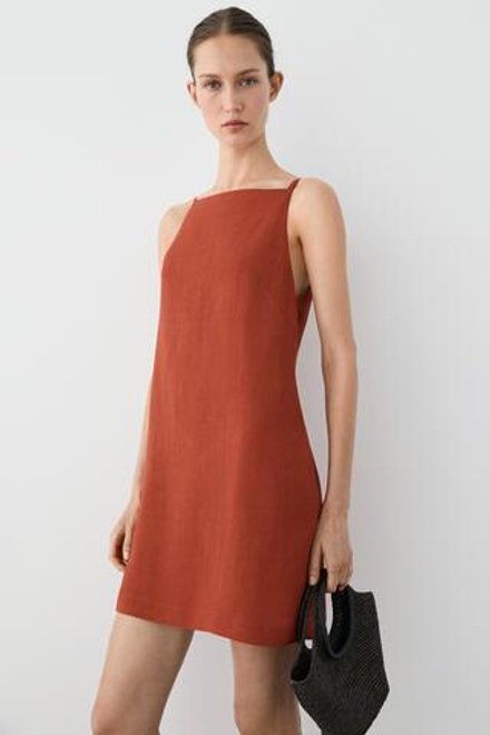 Massimo Dutti Мини-платье на бретелях, черепичный