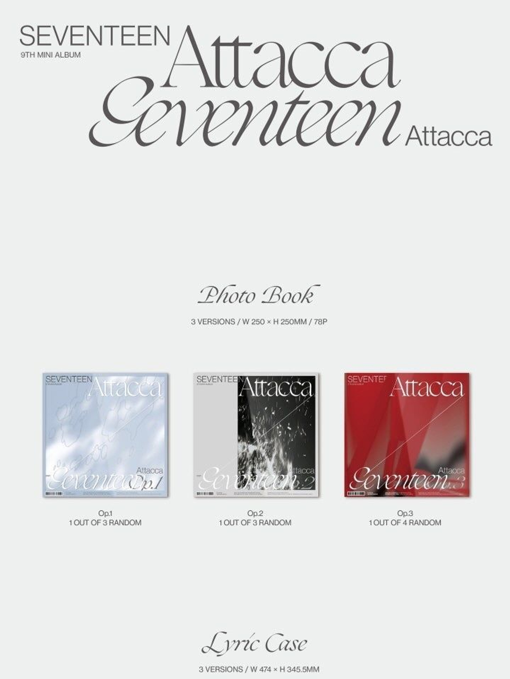 Альбом SEVENTEEN - Attacca 9th Mini Album 3 Version SET