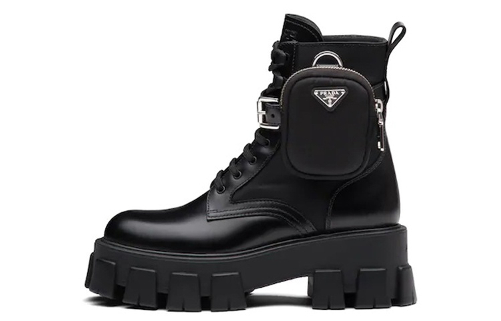 PRADA Monolith Pouch-detail Leather Boots