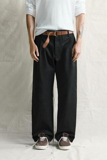 ZARA БРЮКИ ЧИНОС RELAXED FIT СО СКЛАДКАМИ, ЧЕРНЫЙ