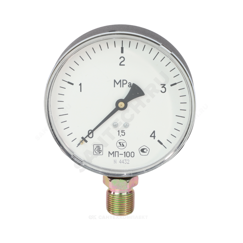 Манометр МП-100 радиальный Дк100мм 0-1,6 МПа кл.1,5 М20х1,5 ЗАВОД ТЕПЛОТЕХНИЧЕСКИХ ПРИБОРОВ