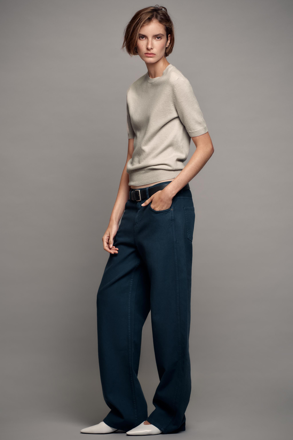СВИТЕР ИЗ 100% ШЕРСТИ С КОРОТКИМ РУКАВОМ — ZARA