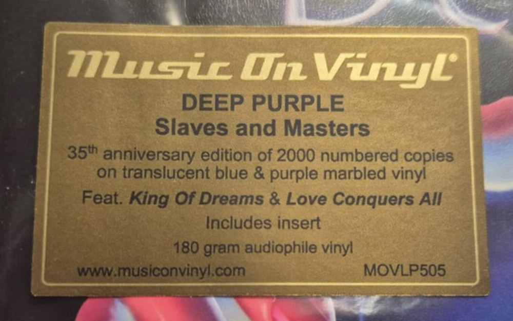 Deep Purple / Slaves And Masters (Limited Edition)(Coloured Vinyl)(LP)