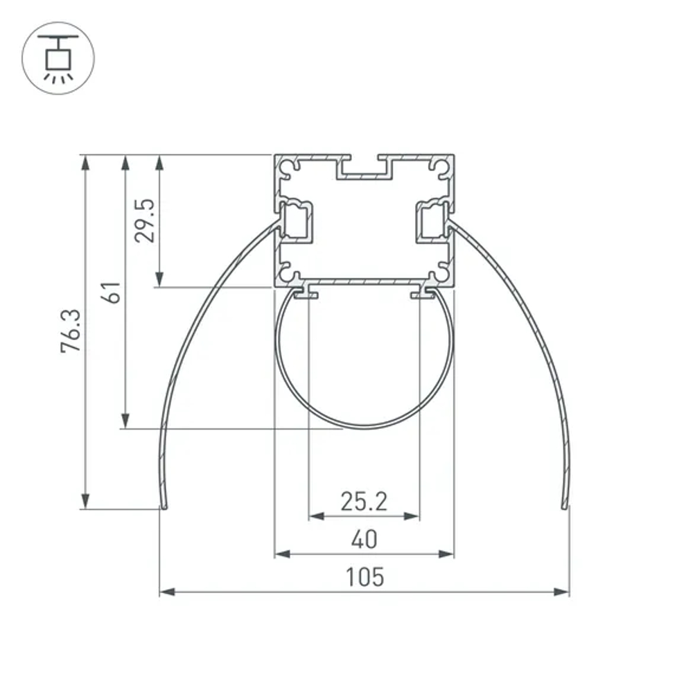 Профиль ARH-POWER-W154-COMFORT-2000 ANOD (Arlight, Алюминий) 036343