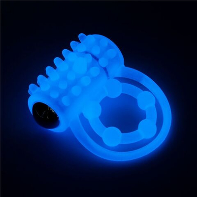 Голубое, светящееся в темноте виброкольцо Lumino Play Vibrating Penis Ring (Цвет: голубой)